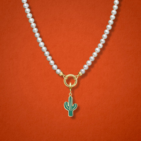 14k Gold Western Kaktus Charm  Gelbgold, Unisex, Handgefertigt In USA