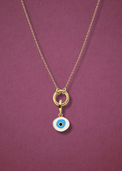 Golden Grace Azure Organic Evil Eye Necklace