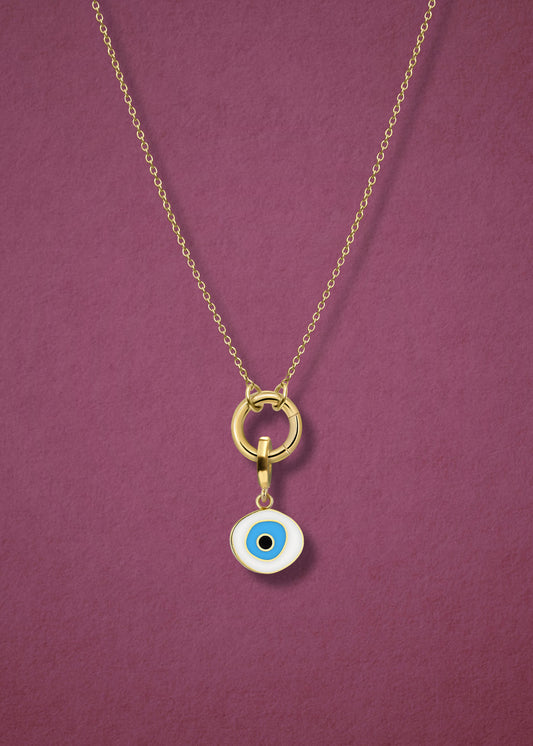 Golden Grace Azure Organic Evil Eye Necklace