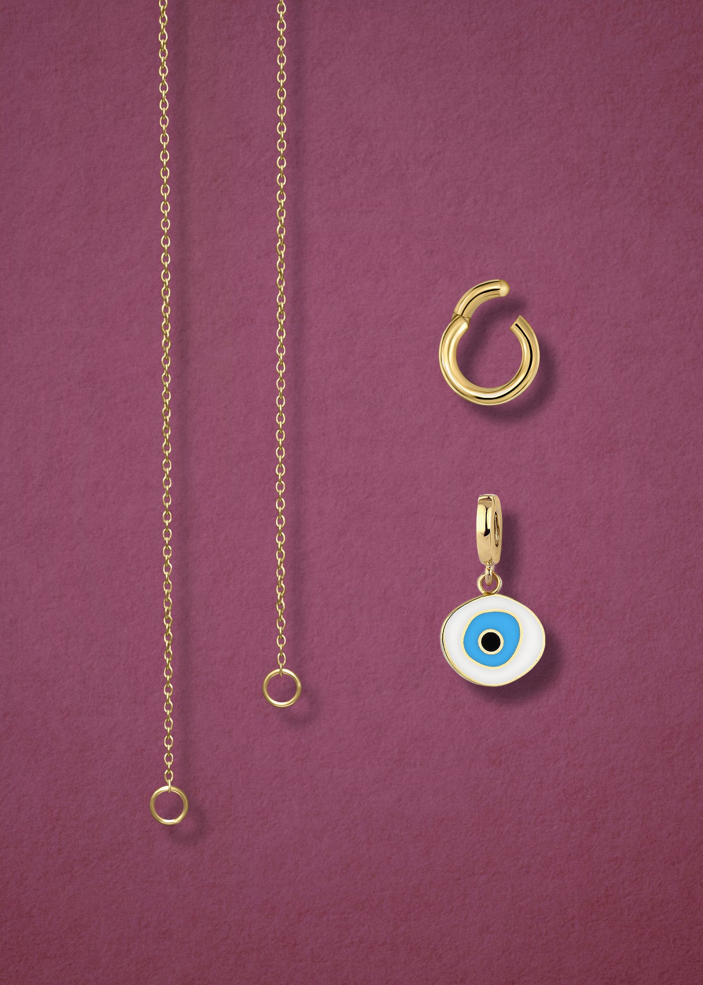 Golden Grace Azure Organic Evil Eye Necklace