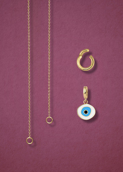 Golden Grace Azure Organic Evil Eye Necklace