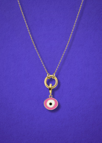 Golden Grace Blush Organic Evil Eye Necklace