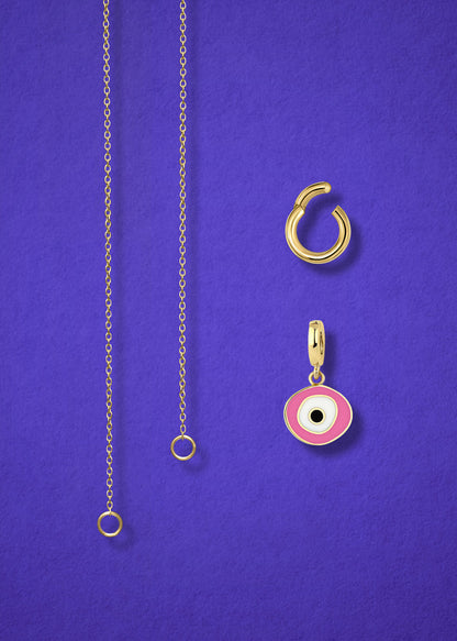 Golden Grace Blush Organic Evil Eye Necklace