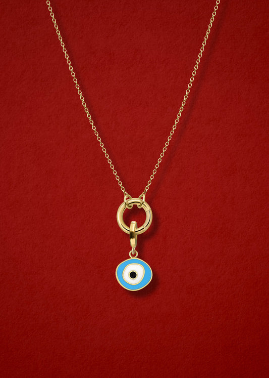 Golden Grace Sky Organic Evil Eye Necklace