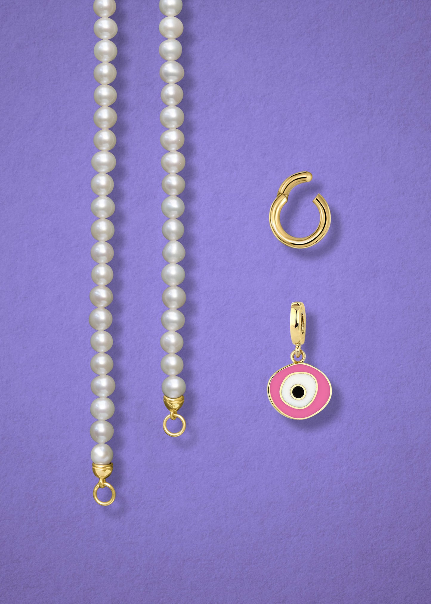 Lustrous Pearl Blush Organic Evil Eye Necklace