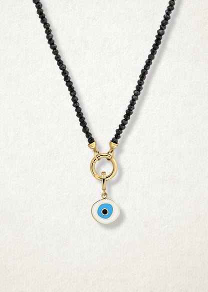 Noir Elegance Azure Organic Evil Eye Necklace