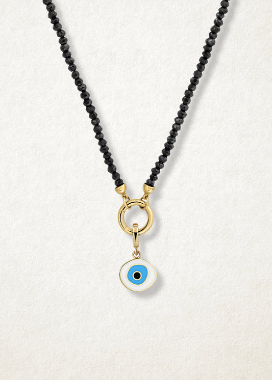 Noir Elegance Azure Organic Evil Eye Necklace