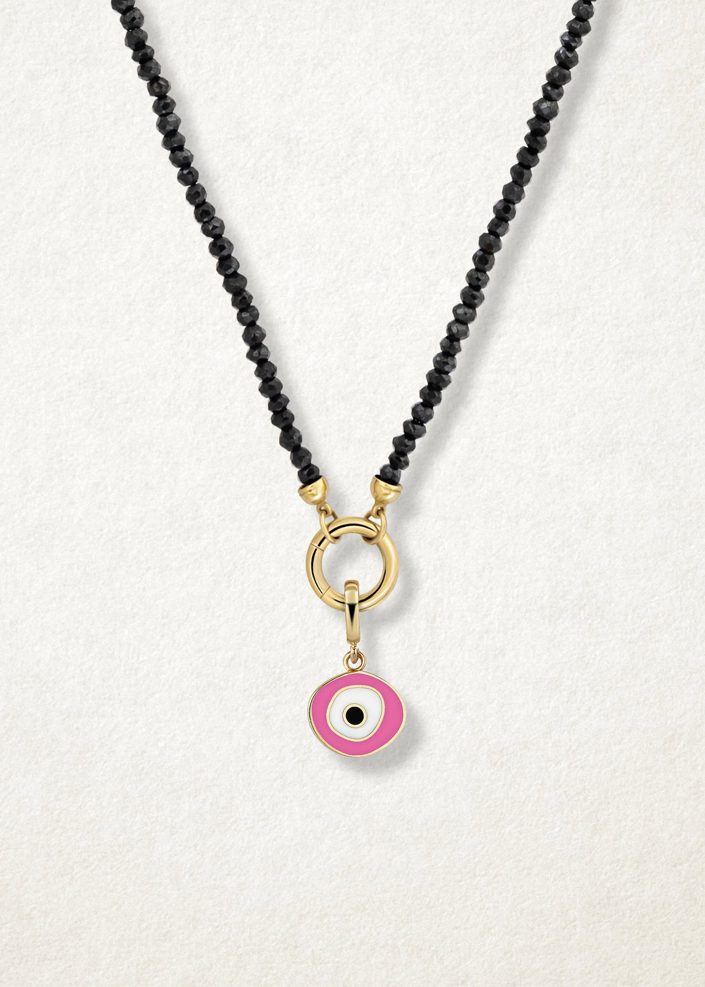 Noir Elegance Blush Organic Evil Eye Necklace