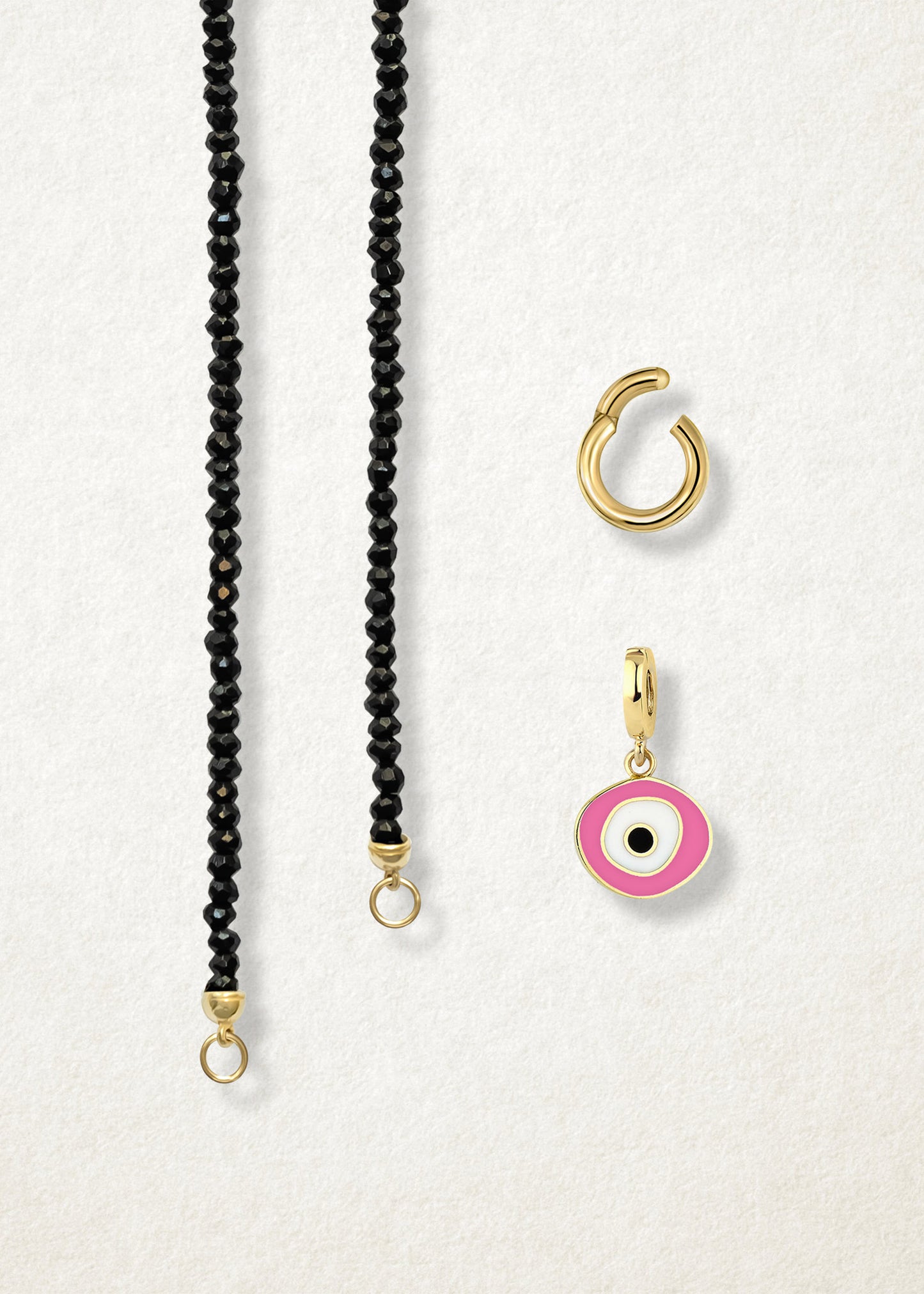 Noir Elegance Blush Organic Evil Eye Necklace