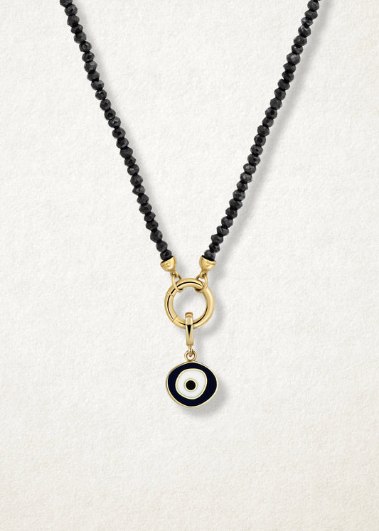 Noir Elegance Obsidian Organic Evil Eye Necklace