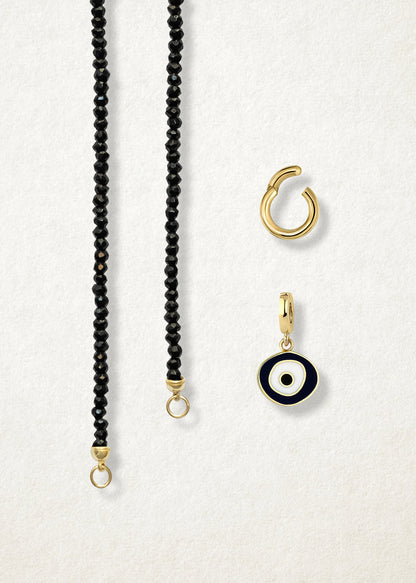 Noir Elegance Obsidian Organic Evil Eye Necklace