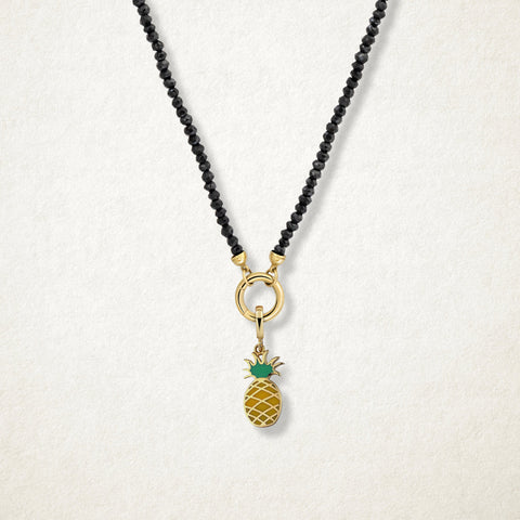 Pineapple Paradise Charm | 14K Solid Gold Enamel Pineapple Charm