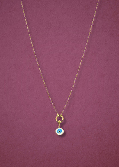 Golden Grace Azure Organic Evil Eye Necklace