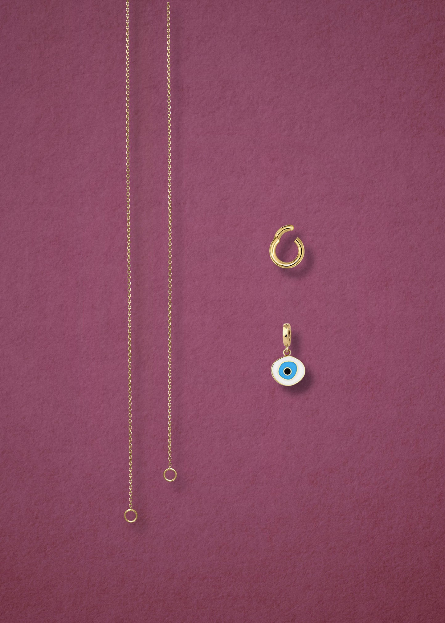 Golden Grace Azure Organic Evil Eye Necklace