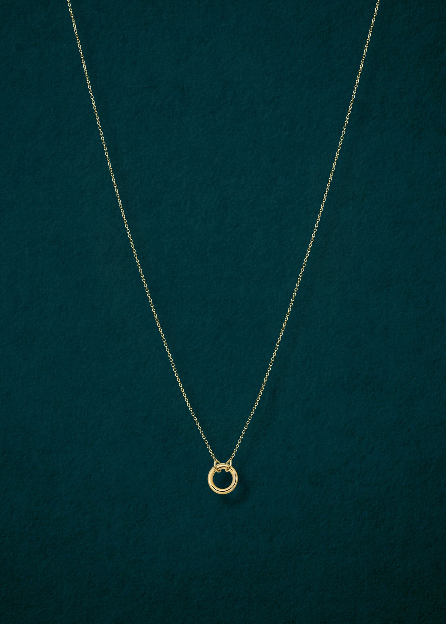 14K solid gold charm holder paired with the Golden Grace Cable Chain by whywhy NYC for bold charm styling.