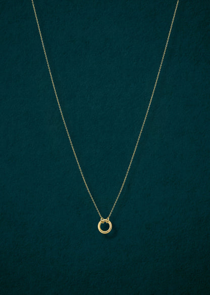 14K solid gold charm holder paired with the Golden Grace Cable Chain by whywhy NYC for bold charm styling.