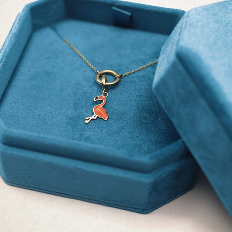 Flamingo Flair Charm | 14K Solid Gold Flamingo Charm by whywhy NYC