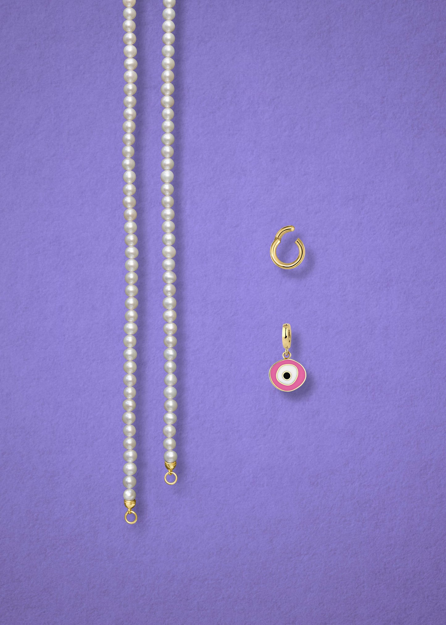 Lustrous Pearl Blush Organic Evil Eye Necklace
