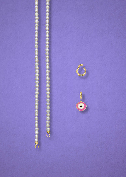 Lustrous Pearl Blush Organic Evil Eye Necklace