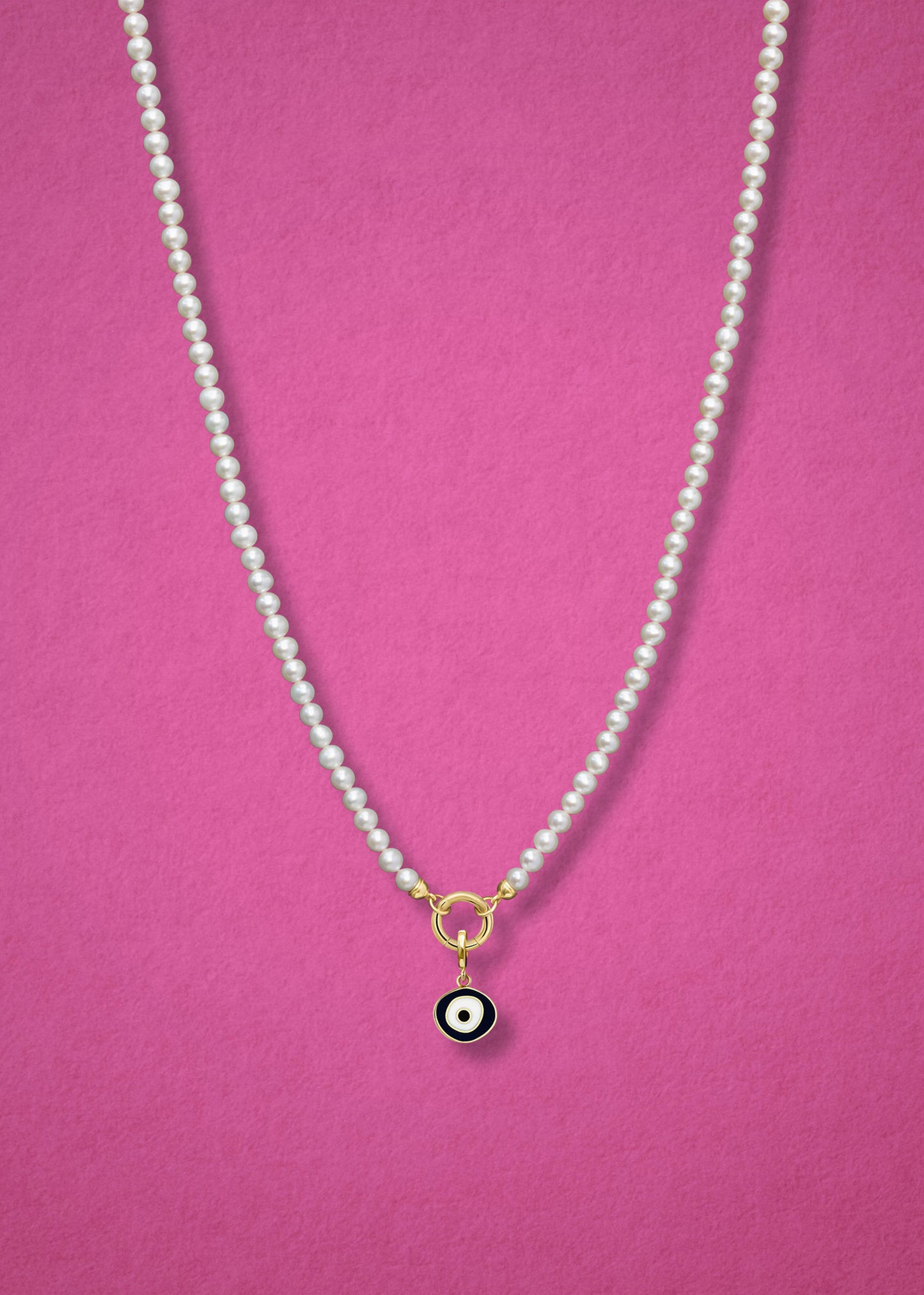 Lustrous Pearl Obsidian Organic Evil Eye Necklace