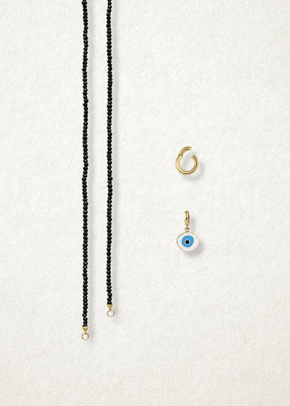 Noir Elegance Azure Organic Evil Eye Necklace