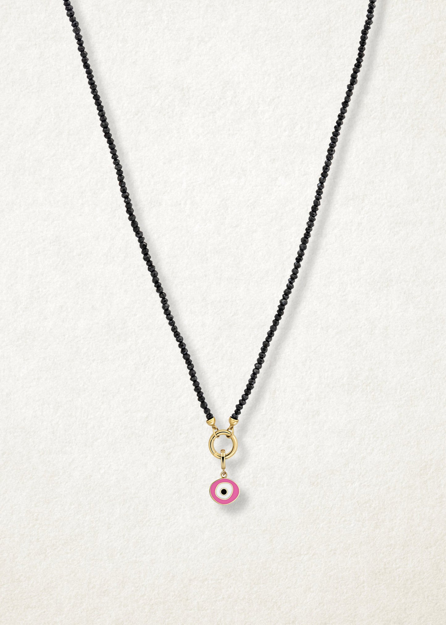 Noir Elegance Blush Organic Evil Eye Necklace