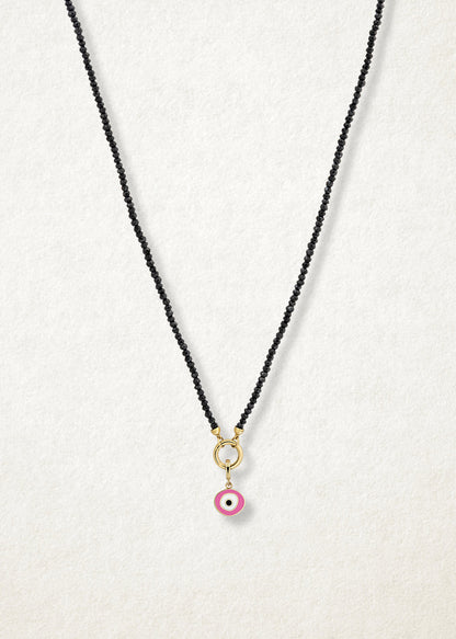 Noir Elegance Blush Organic Evil Eye Necklace