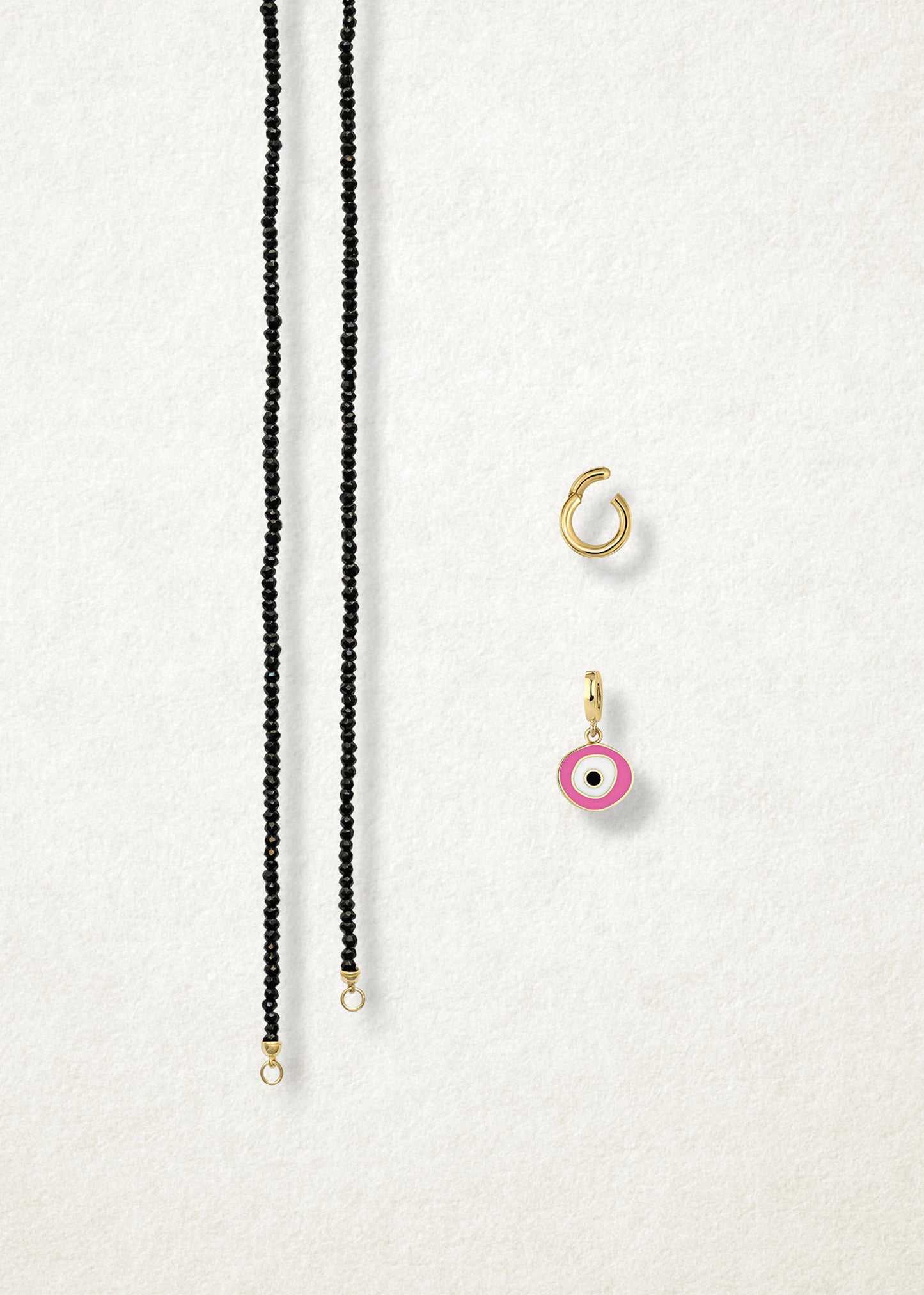 Noir Elegance Blush Organic Evil Eye Necklace