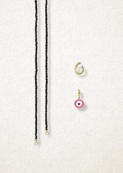 Noir Elegance Blush Organic Evil Eye Necklace
