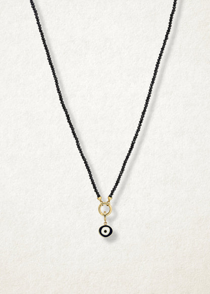 Noir Elegance Obsidian Organic Evil Eye Necklace