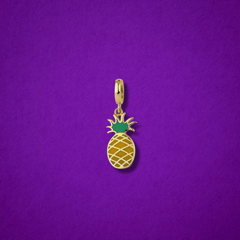 Pineapple Paradise Charm | 14K Solid Gold Enamel Pineapple Charm