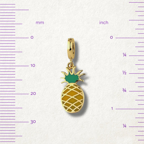 Pineapple Paradise Charm | 14K Solid Gold Enamel Pineapple Charm